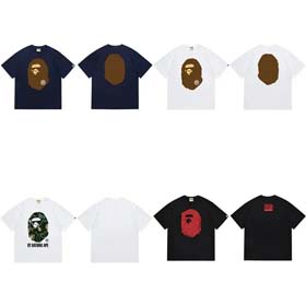 BAPE head loose round neck couple summer cotton T-shirt-1884  
