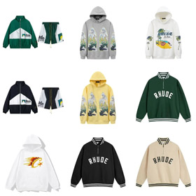 RHUDE new love coconut tree beach hoodie popular sweater-4413